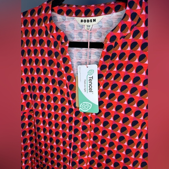 NEW Boden Naomi Relaxed Jersey Dress in Rouge/Red Sphere Geo Women’s 12R - Picture 5 of 9